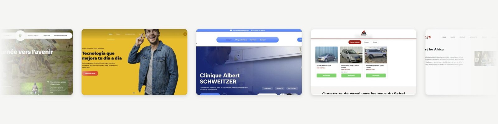 Apercus des sites internet realises par Allan Creatives
